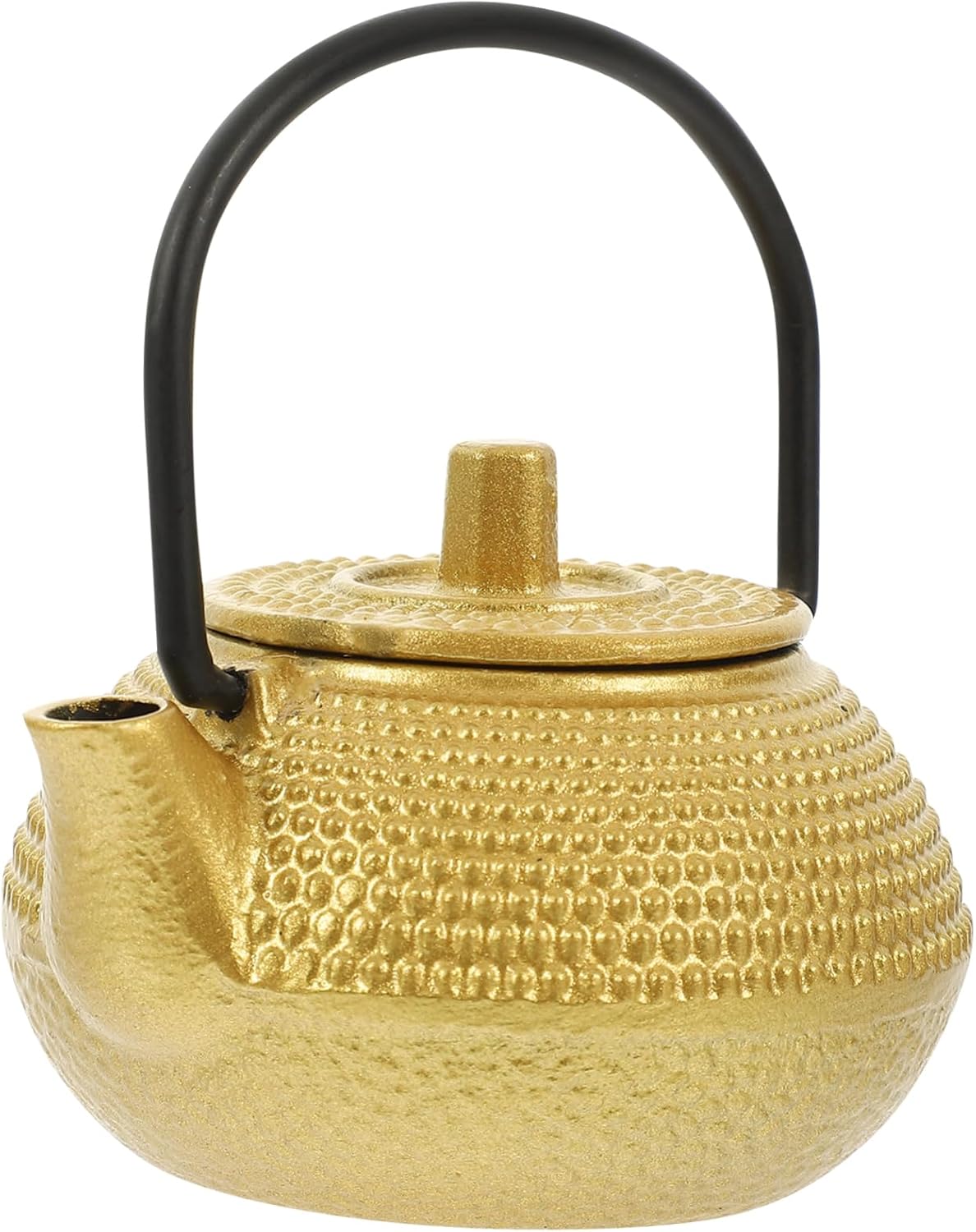 Garneck Decorative Small Cast Iron Teapot for Tea Lovers Miniature Iron Kettle Tabletop Ornament Elegant Retro Design for Home and Office Adornment
