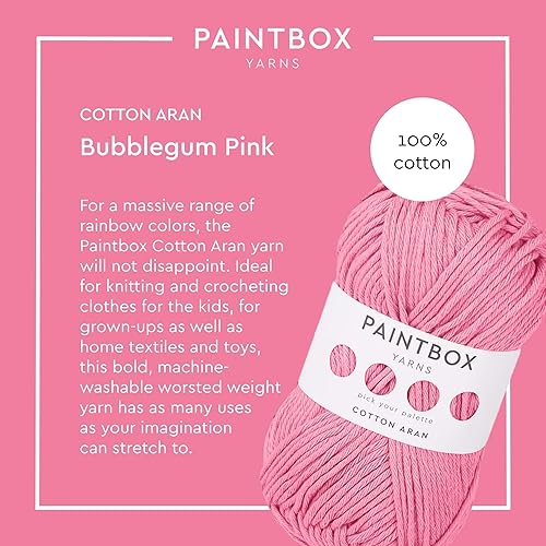 Miniatura 2 de Hilo de Aran 100% algodón, 1.76 onzas, 93 yardas (278.9 ft), lana peinada rosa chicle, para ganchillo o tejer, suave, ligero para ropa