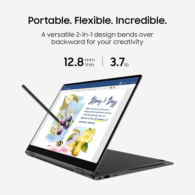 Samsung 16” Galaxy Book5 Pro 360 Copilot+ PC, AI Business Laptop, Windows 11 Pro, Intel Core Ultra 7 Processor 256V, 3K AMOLED Touchscreen, 16GB / 512GB, 120HZ, 2025 Model, NP964QHA-KG1US, Gray image 4