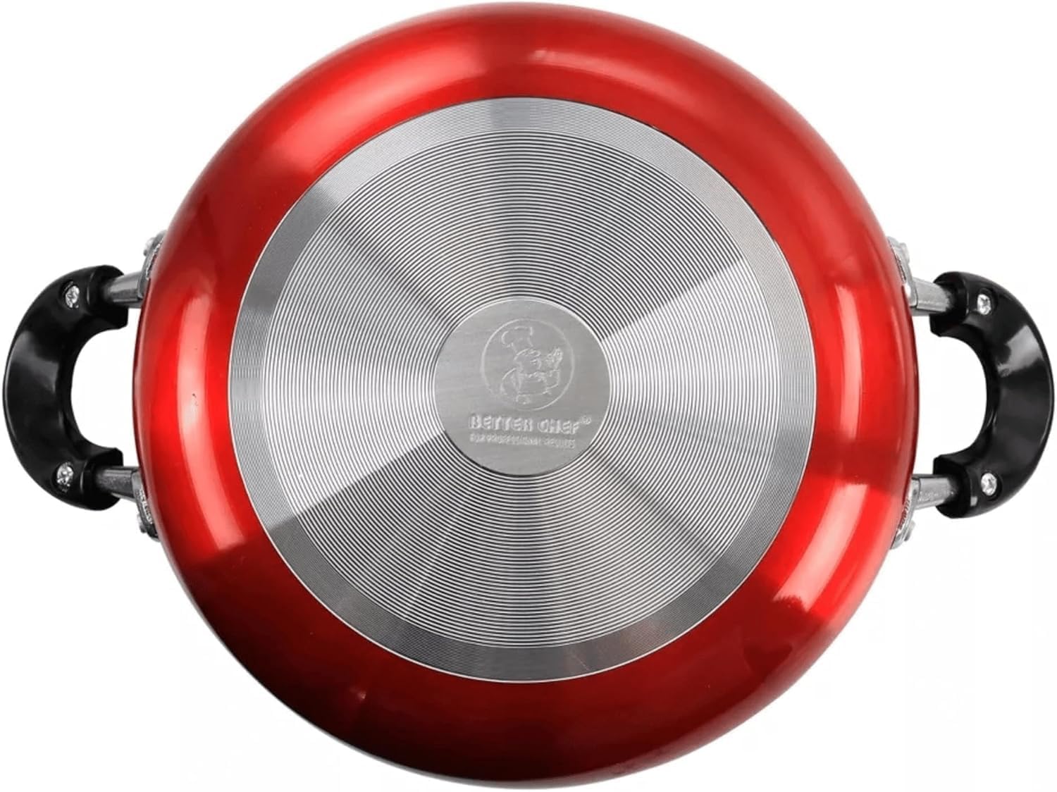 Better Chef Deep Fryer Pan with Glass Lid – Red Aluminum Nonstick Frying Pan Available in 14-Inch or 16-Inch – Even Heat Distribution & Stay-Cool Handles (14-inch)