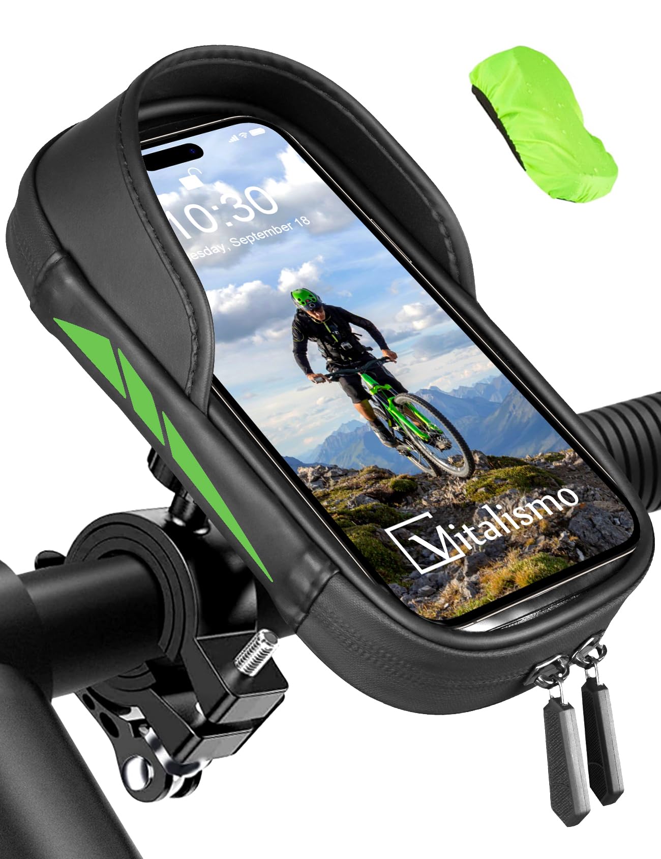 Vitalismo Fahrrad Handyhalterung Wasserdicht Lenkertasche 360°Drehbarem Motorrad Handyhalter für 4.7-7 Zoll Smartphone mit Regenhaube Handy Halterung Lenker Tasche Fahrradhalterung Fahrradtasche