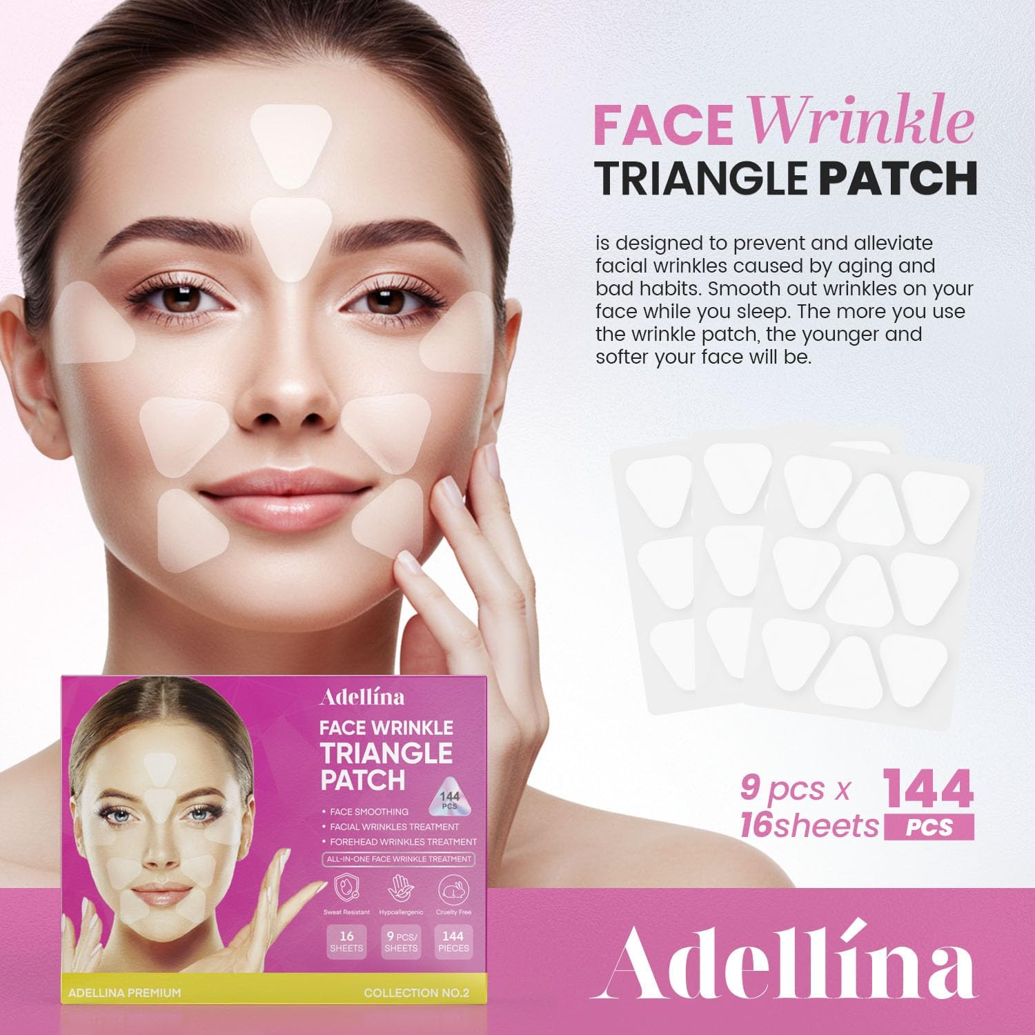 New Anti Facial Wrinkle Patches: Anti Wrinkle Patches Overnight - Smile Line Pathces - Facial Wrinkle Patche for Forehead, Smile Line, Under Eyes (1 Count (Pack of 144)) - Image 3
