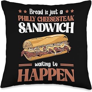 Philly Cheesesteak Fun Grilled Cheese Beef Onion Sandwich Throw Pillow