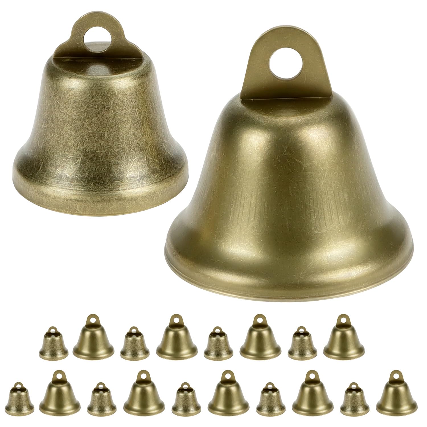 QWORK Campanillas de Metal Bronce Vintage 38mm 26mm Campanas Retro Sonido Nítido para Manualidades DIY