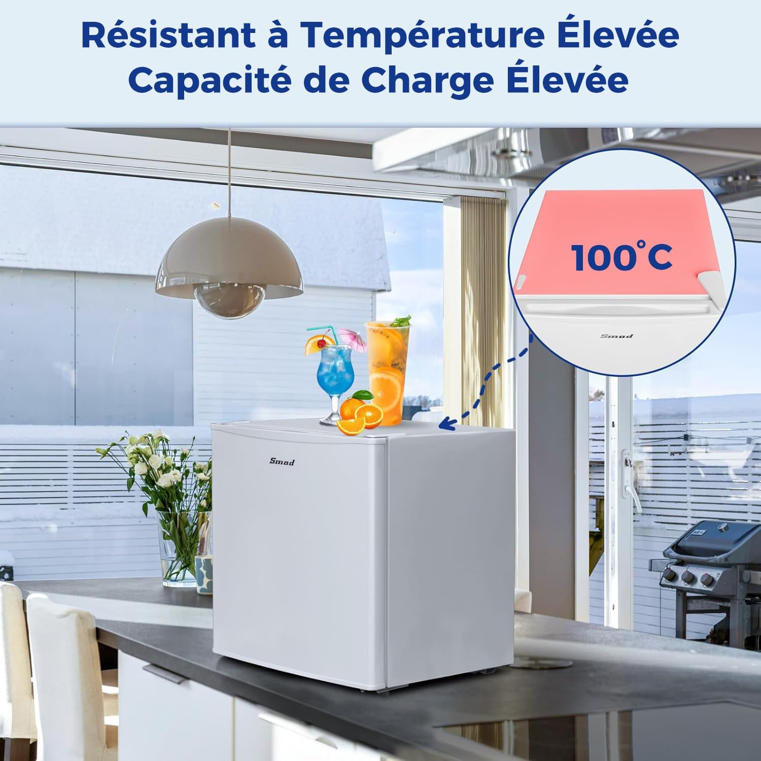 Smad Mini Frigo 48L Petit Réfrigérateur Porte Réversible 0-10℃ MiniBar Blanc