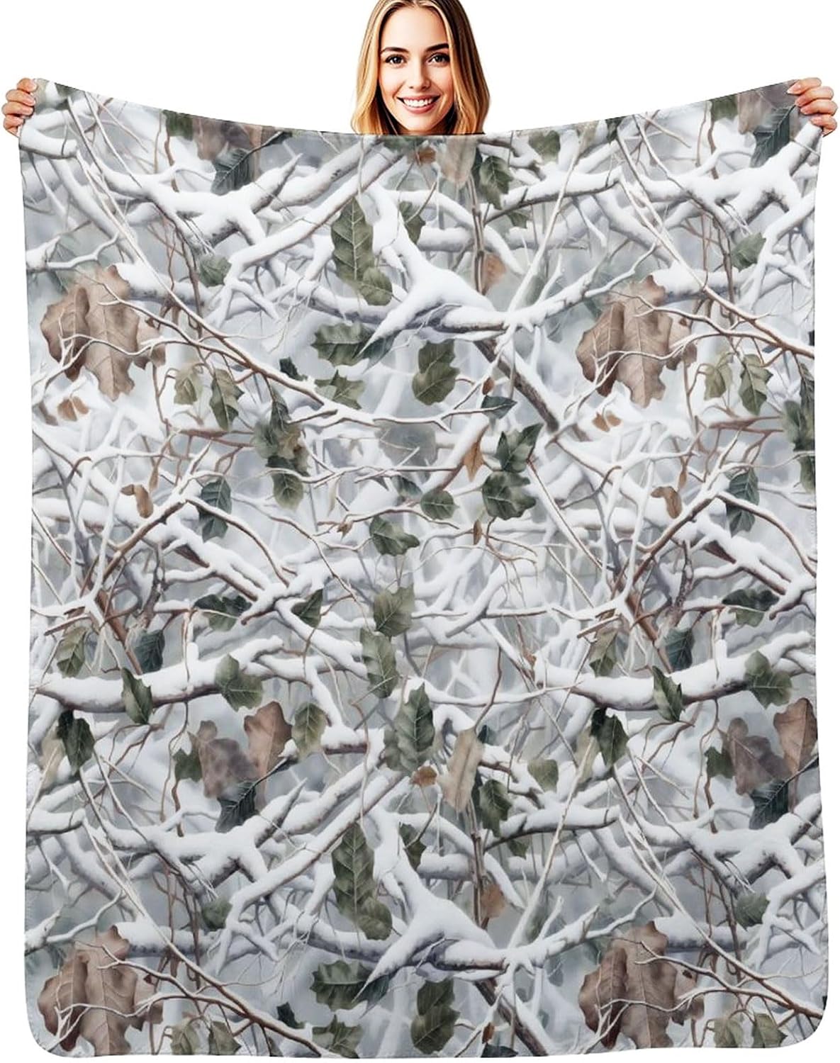 Camo Blanket,Hunting Camouflage Forest Throw Blanket,Soft Lightweight Cozy Fuzzy Fleece Flannel Blankets for Home Decor,Travel,Camping, (Forest Camo, 50 x 60 Inches)