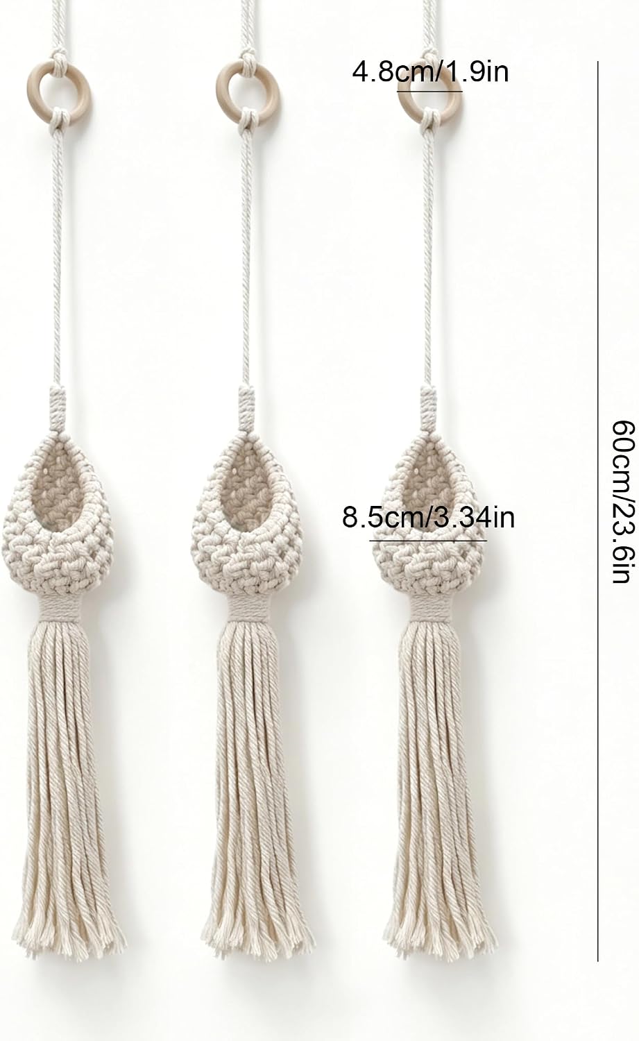 3 Pack Air Plants Holders Stand Air Fern Macrame Plant Hanger Indoor Hanging Planter Basket for Tillandsias Display, Boho Home Decoration Gift Idea (NO Plant Included) image 4