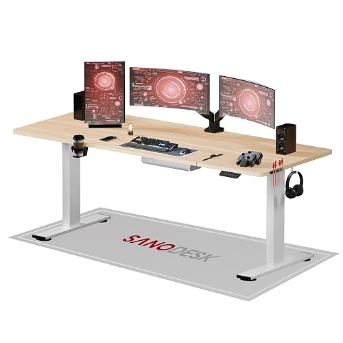 SANODESK Bureau Gaming Réglable en Hauteur 200x80 cm, Bureau Assis