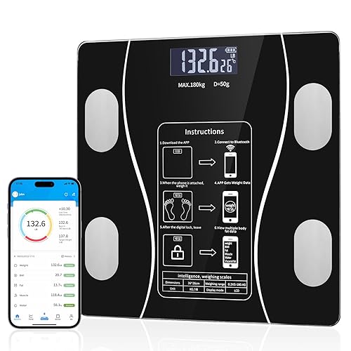 Báscula inteligente para peso corporal báscula digital de baño para peso, grasa, IMC, masa muscular, analizador de composición de cuerpo completo,