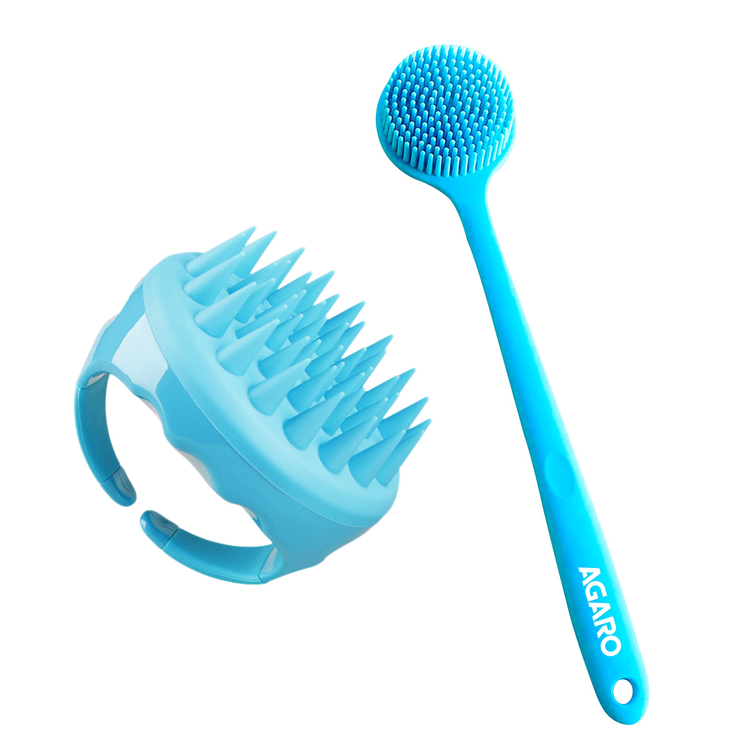 AGARO Sb2177 Silicon Scrubber Combo Pack Double Sided Back Massager Brush&Hair Scalp Brush With Thick Silicon Bristles,Anti Dandruff,Exfoliating,Removes Dead Skin For Men&Women Unisex,Sea Green (B09T6M3642) Amazon Price History, Amazon Price Tracker