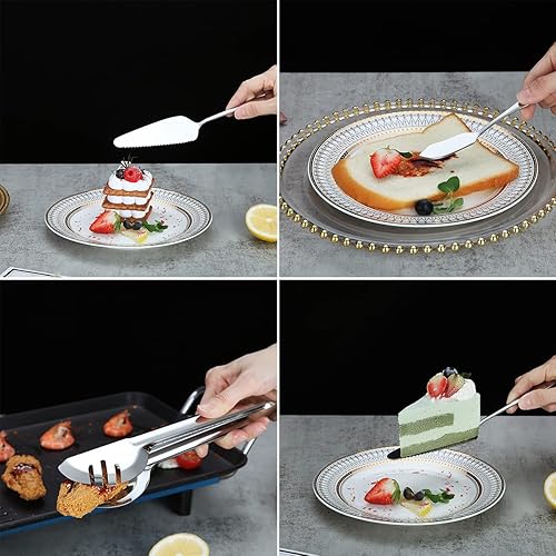 Miniatura 3 de Cucharas para servir, los utensilios de acero inoxidable Kyraton incluyen 2 cucharas de servir, 2 cucharas de servir ranuradas, 2 tenedores para