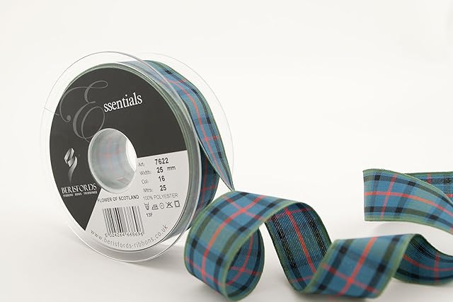 Berisfords 7622/25/16 25mm x 25m reel of Flower of Scotland Tartan Ribbon
