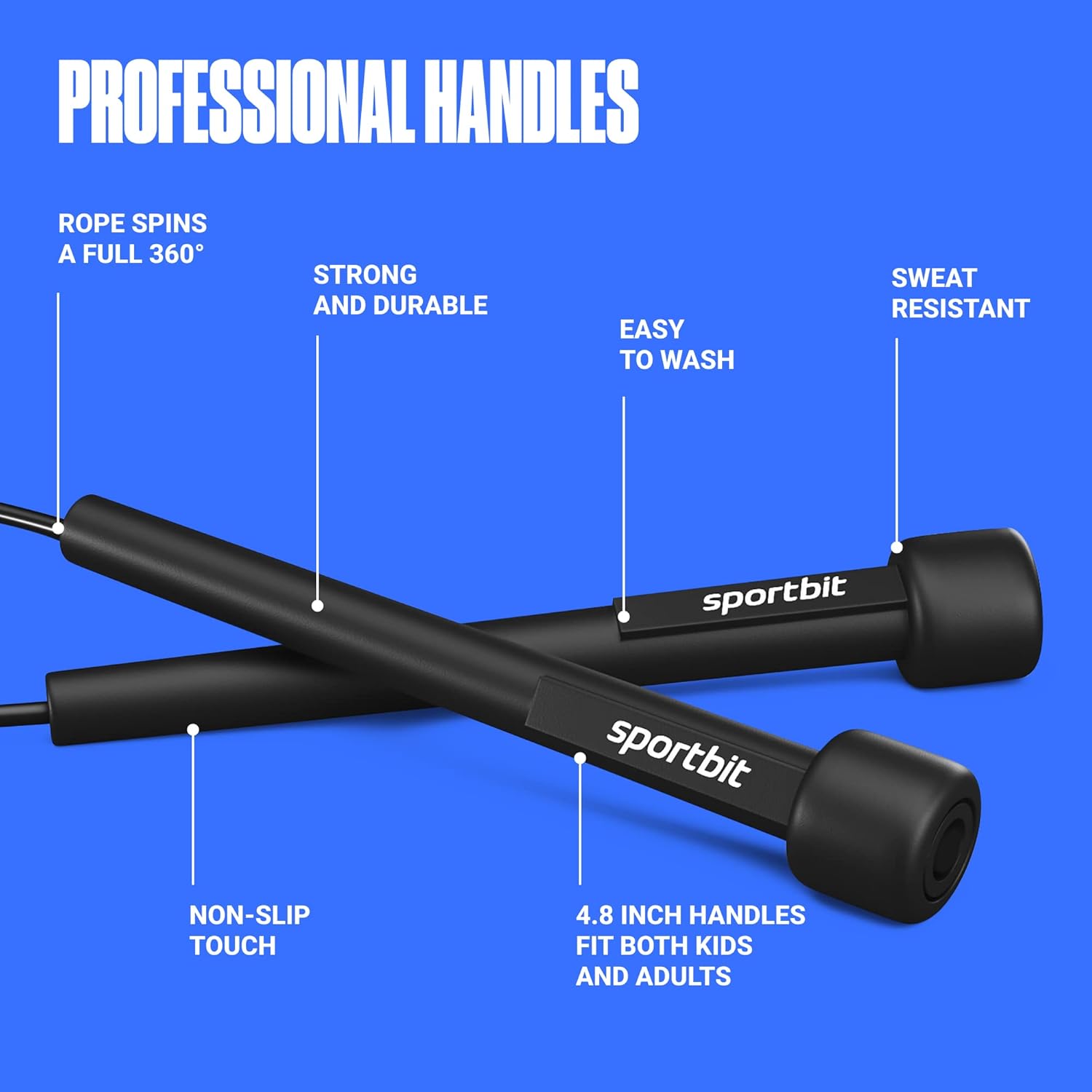 SPORTBIT Jump Rope Adjustable for Speed Skipping with Bag