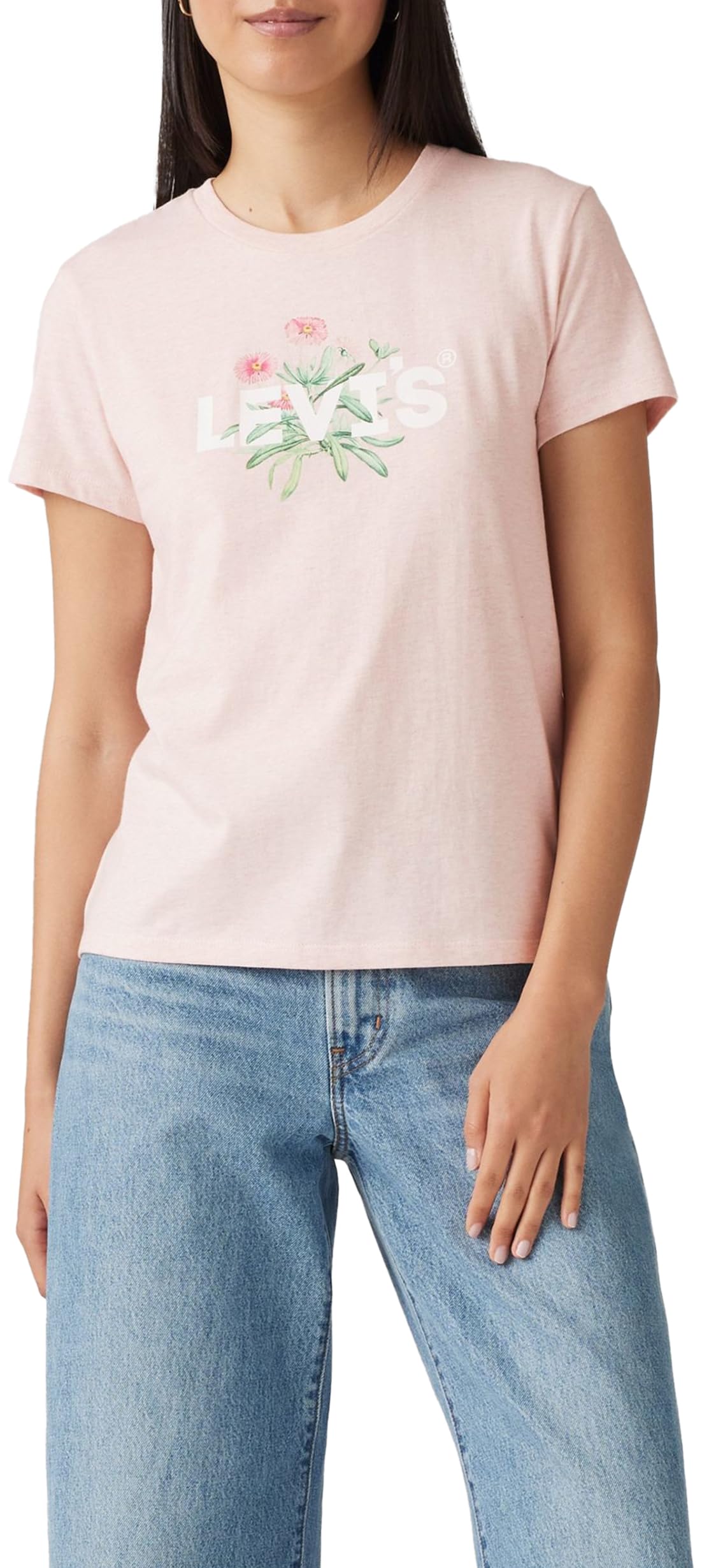 Levi's Women's The Perfect Tee T-Shirt, Pink Desert Plant Hl, XS