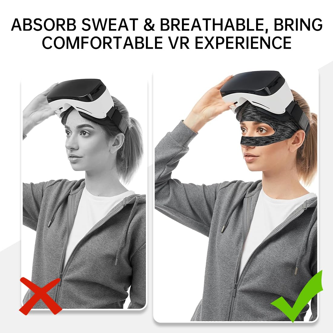 2 Pezzi VR Maschera per Occhi per Meta Quest 3/Quest 3S, VR Traspirante Maschera, Lavabile VR mascher, per PS VR2/Meta Quest Pro/Meta Quest 2/Oculus Quest 2/HTC Vive (Grigio+Colore)