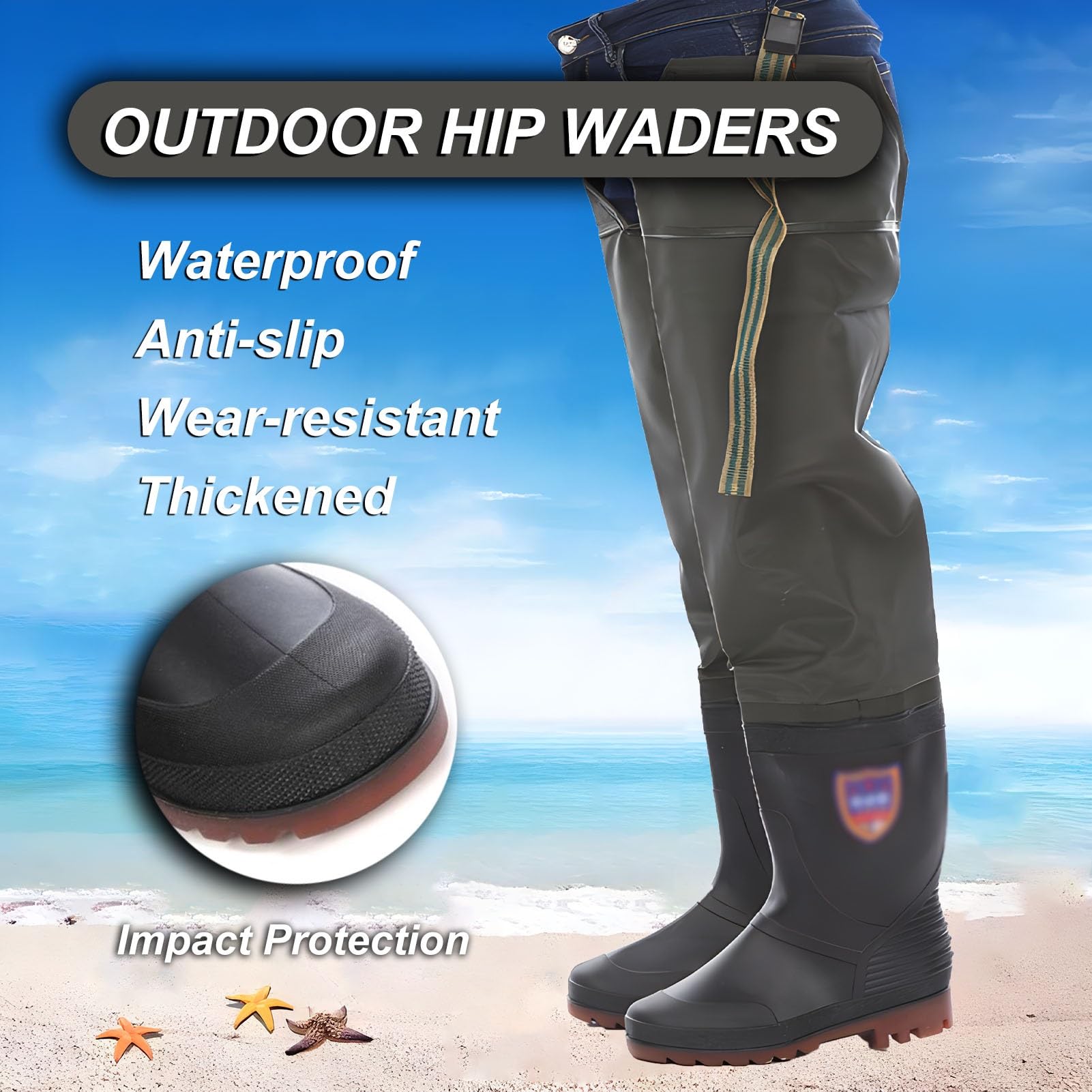 Waders Cuissardes De Hanche pour Hommes Et Femmes, BootfootWader De Pêche Isolé Et Imperméable, Bottes De Pataugeoire avec Semelle Extérieure À Crampons(42 EU)