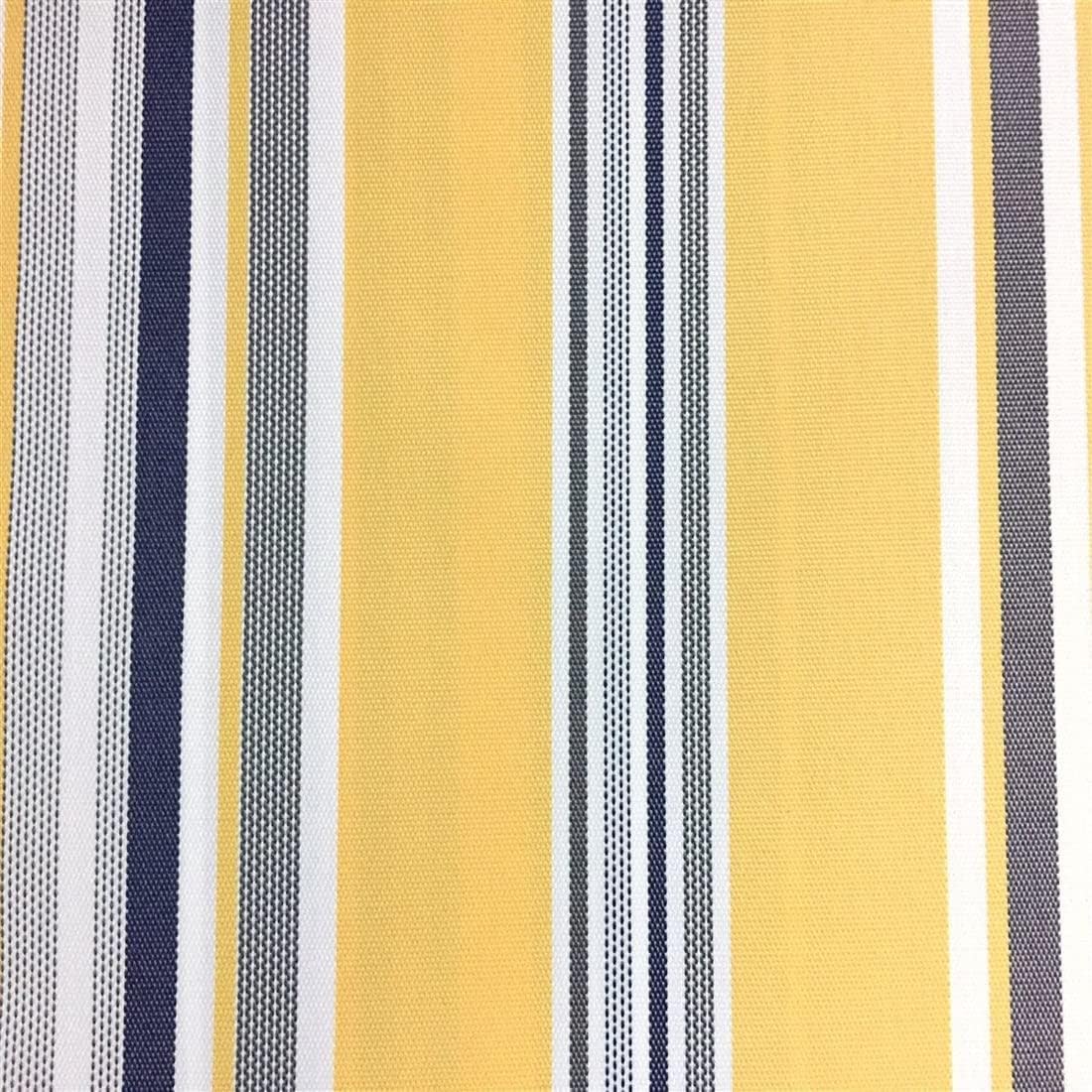 Blue Yellow White Multi Colored Striped Oak 100% Waterproof Outdoor Canvas Patio Fabric - Sold by The Yard