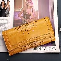 Vista 27 de Aphison - Cartera larga de cuero suave RFID para mujer, con caja de regalo