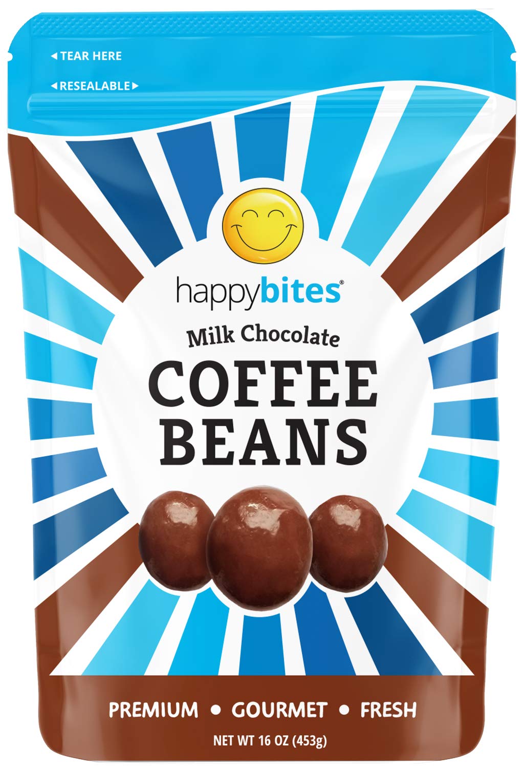 Buy Happy Bites Milk Chocolate Covered Coffee Beans (16 oz) Premium