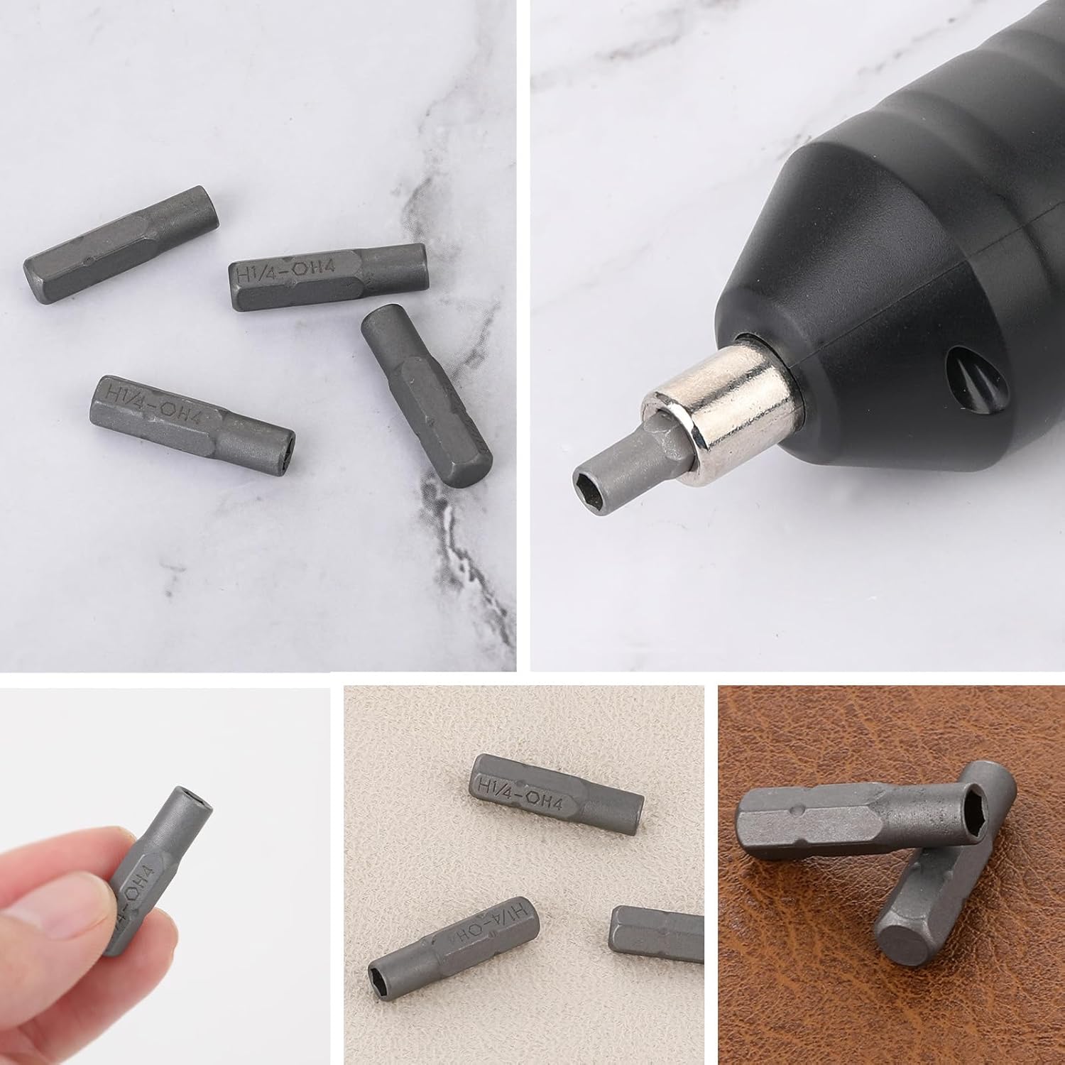 4 Pack Screw Driver Bit Adapter 6.35mm 1/4" Insert Bit adapter Outside To System 4mm Inside Drill Bits Adapters Magnet Hex Socket Screwdriver Converter for Manual Electric Tool Adaptor