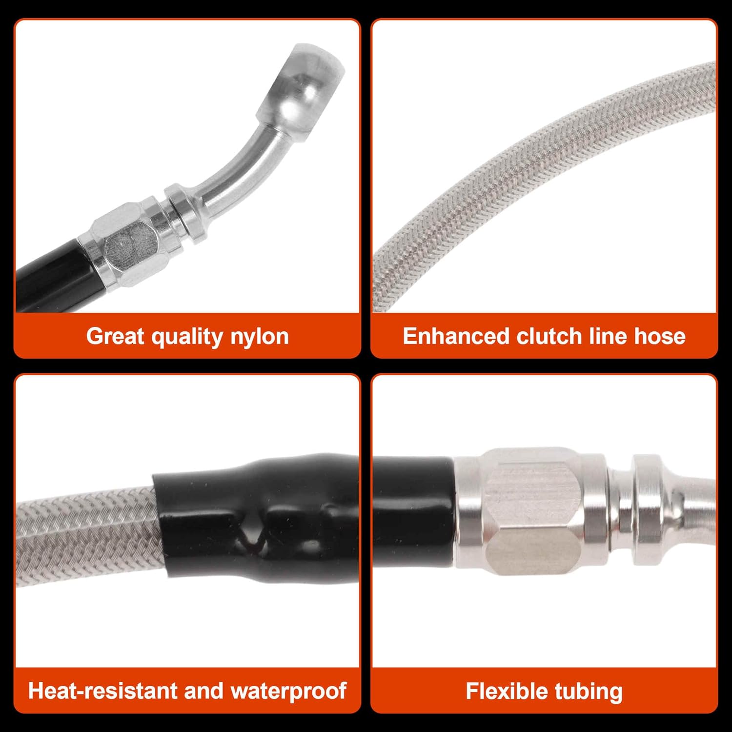 57" Hydraulic Front Brake Line Kit for 14Inch Handlebar Hydraulic Brake Line for Harley Davidson Touring 1997-2013 Silver Tone