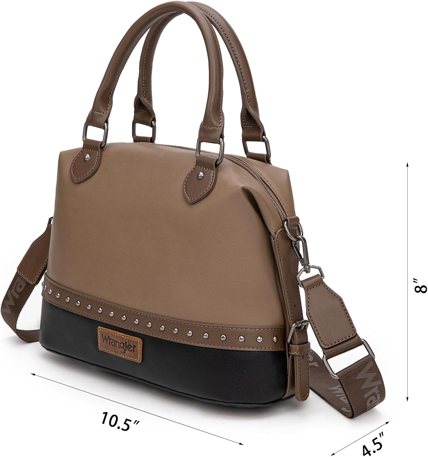 Wrangler Two-tone Doctor Bag Top Handle Satchel Purse Barrel Handbags and Womens Shoulder Bag - Image 3