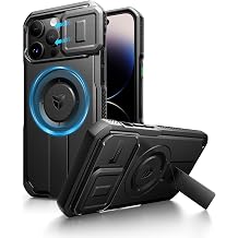 Dexnor for iPhone 14 Pro Max Case with Slide Camera Cover & Adjustable Kickstand, Compatible with MagSafe, Rugged Shockproof Bumper Cases Heavy-Duty Magnetic Protective Cover,6.7 inch,Black