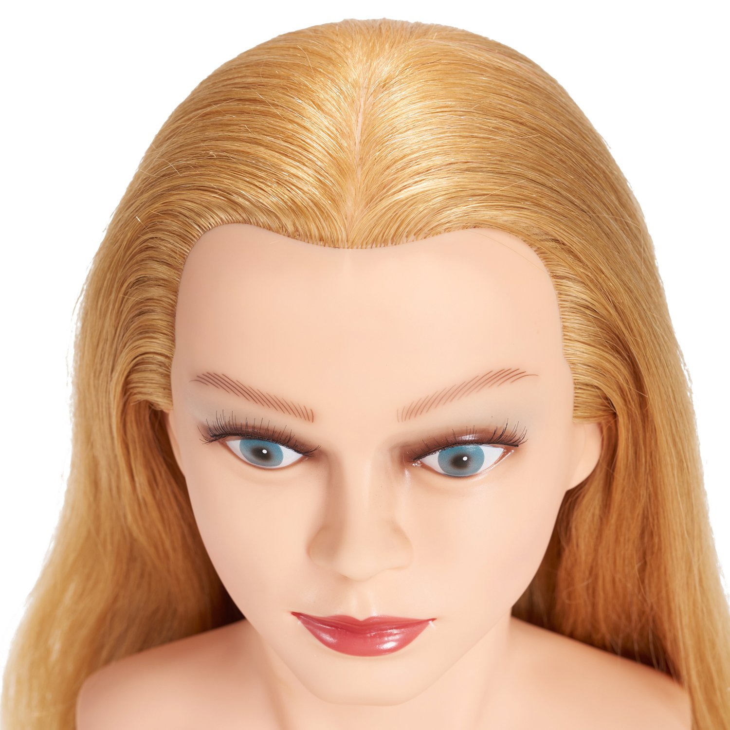 Traininghead 28-30" 100% Human Hair Mannequin Head Hairdressing Training Practice Head Hair Styling Cosmetology Manikin Doll Head With Clamp Stand