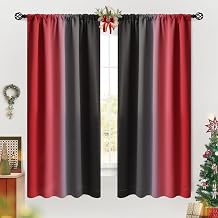 COSVIYA Ombre Room Darkening Red and Black Curtains 63 inches Length for Kids Bedroom, Light Blocking 2 Tone Reversible Rod Pocket Gradient Window Drapes for Living Room,2 Panels, 52 inches Wide