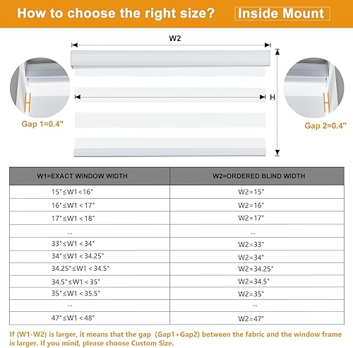 Miniatura 7 de Persilux Persianas estilo cebra sin cordones para ventanas (70 pulgadas de ancho x 47 pulgadas de alto, gris), persianas de doble capa con control