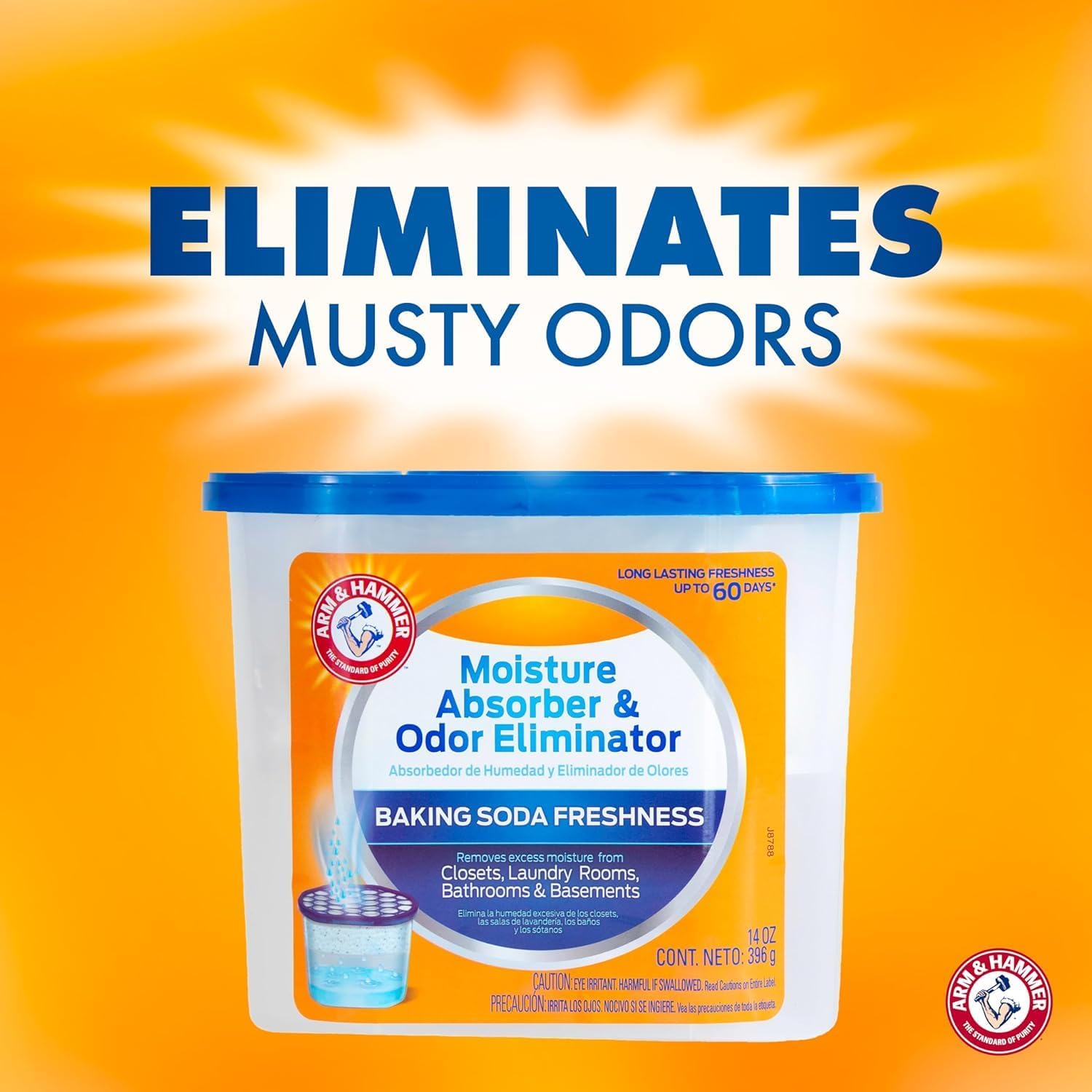 Arm & Hammer Fragrance Free Refillable Moisture Absorber and Odor Eliminator 14 oz. Tub - 3