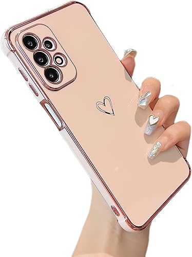 ZTOFERA Funda Samsung Galaxy A23 4G5G, bonito borde chapado con patrón de corazones de amor con protección para lente de cámara, funda para Galaxy