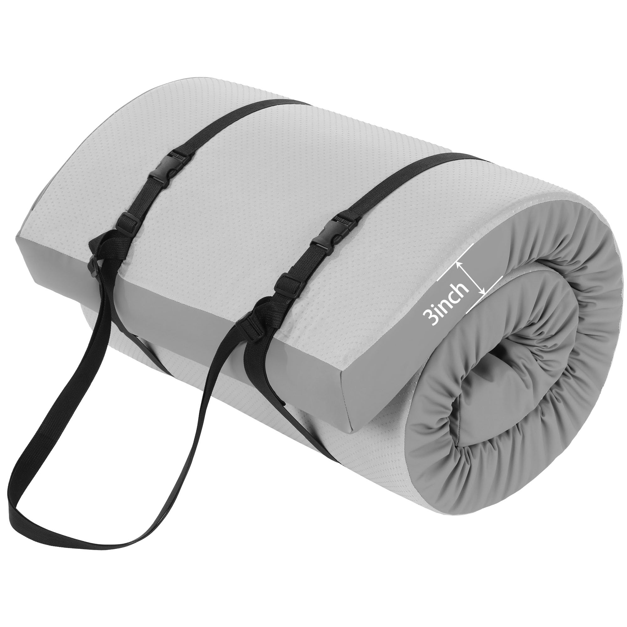 MABOZOO 3 Inch Thick Yoga Mat, Extra Thick Gymnastics Mat With Carrying Handles For Men Women, Pu Leather Anti-Tear Fitness Mat Foam Exercise Mat For Yoga, Pilates, Stretching (Gray)