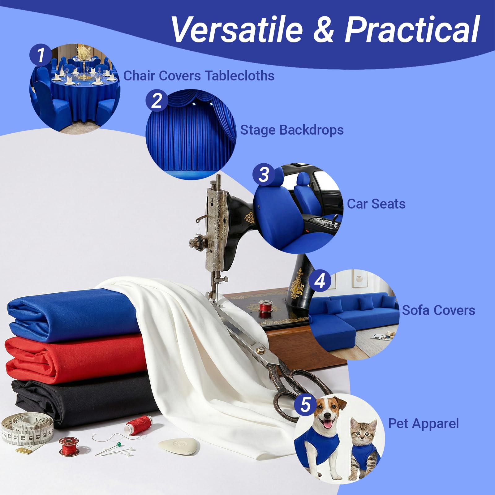 Q&J FABRIC CO. 59 Inches Nylon Spandex Fabric 82% Nylon, 18% Spandex, 5.90 oz/yd², Shiny Swimsuit Fabric, 4-Way Stretch Swimsuit Material, for Sports, Dance, Yoga(Royal Blue, 1 Yard) - 5