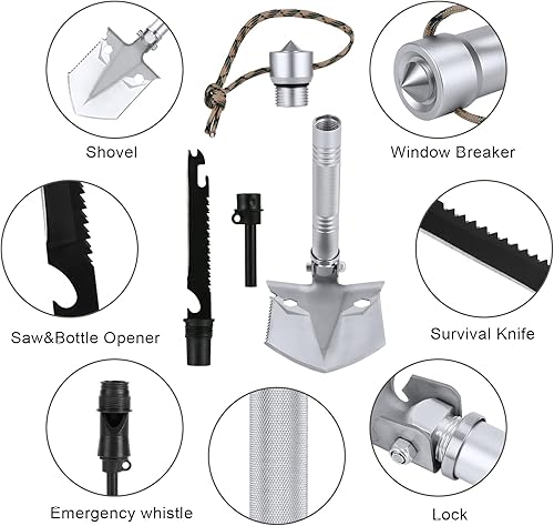 Miniatura 2 de Pala de supervivencia plegable con alicates 14 en 1, herramientas de camping multifuncionales para senderismo, todoterreno, camping, jardinería,