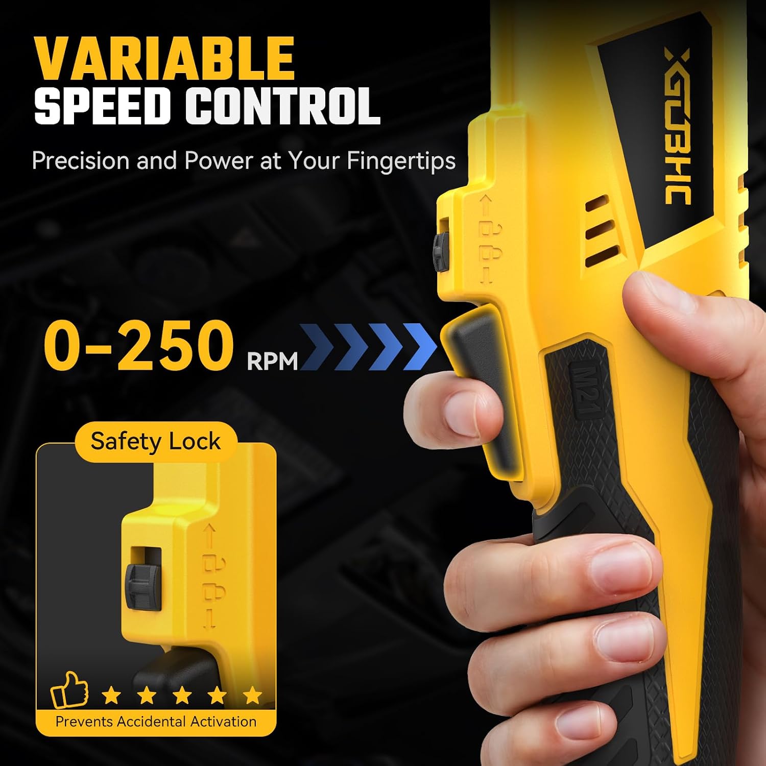 3/8" Cordless Ratchet Wrench for De-WALT 20V Max Battery - 49Ft-Lbs Brushless Motor Electric Ratchet Set with 0-250RPM Variable Speed, 8 Sockets, 3/8" and 1/4" Adapters,3" Extension Bar (Tool Only)