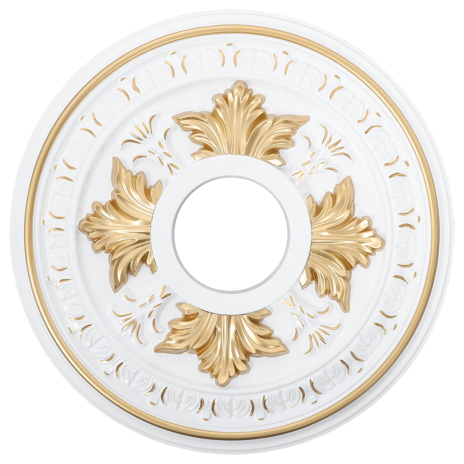 Toddmomy Anello decorativo per soffitto a medaglione - Cornice decorativa effetto gesso - Piastra rotonda bianca per apparecchi di illuminazione, nasconde le imperfezioni, diametro interno 4,3" e