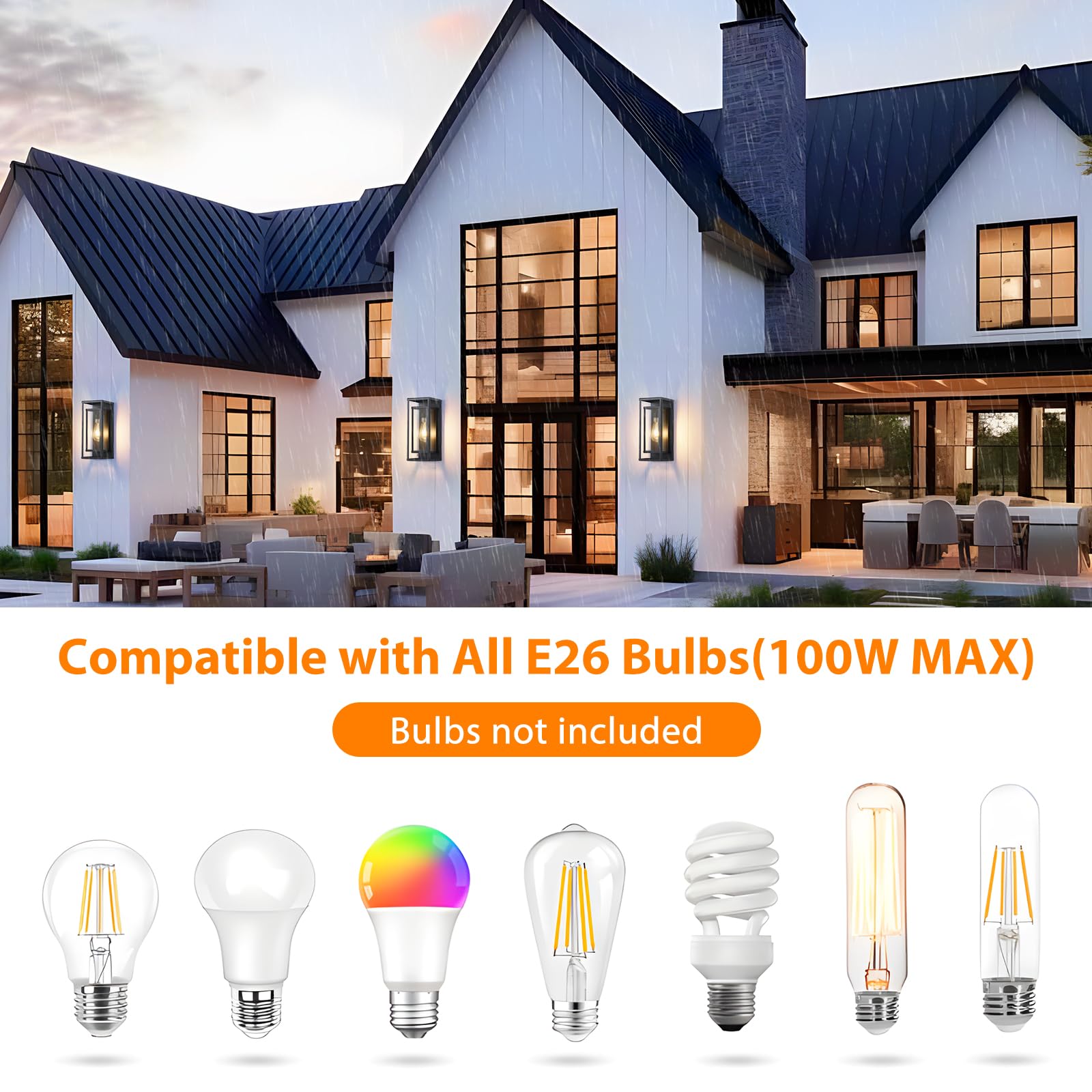 14 Outdoor Wall Lights Fixtures Black Exterior Lighting Fixtures Waterproof Outdoor Wall Lantern Modern Front Porch Lights with — view 2