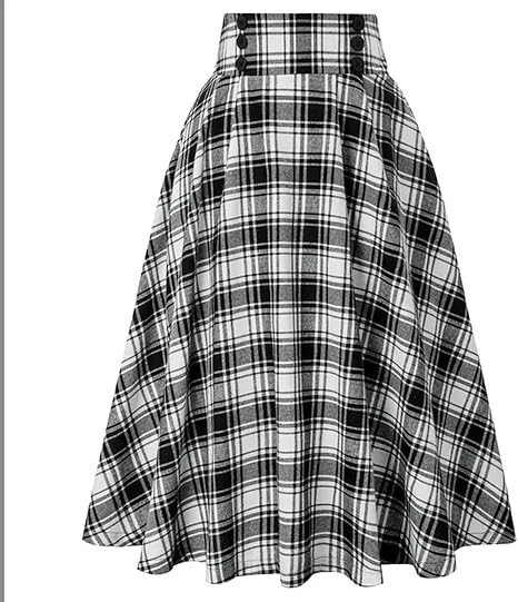 Damesplaat, rok, hoge taille, met zakken, spoorlijn, elastische Damesplaat, rok, hoge taille, met zakken, spoorlijn, elastische