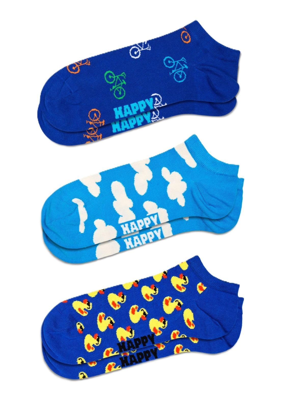 Happy Socks Blue 3-Pack Bikes Low Socks, - Eur 41-46