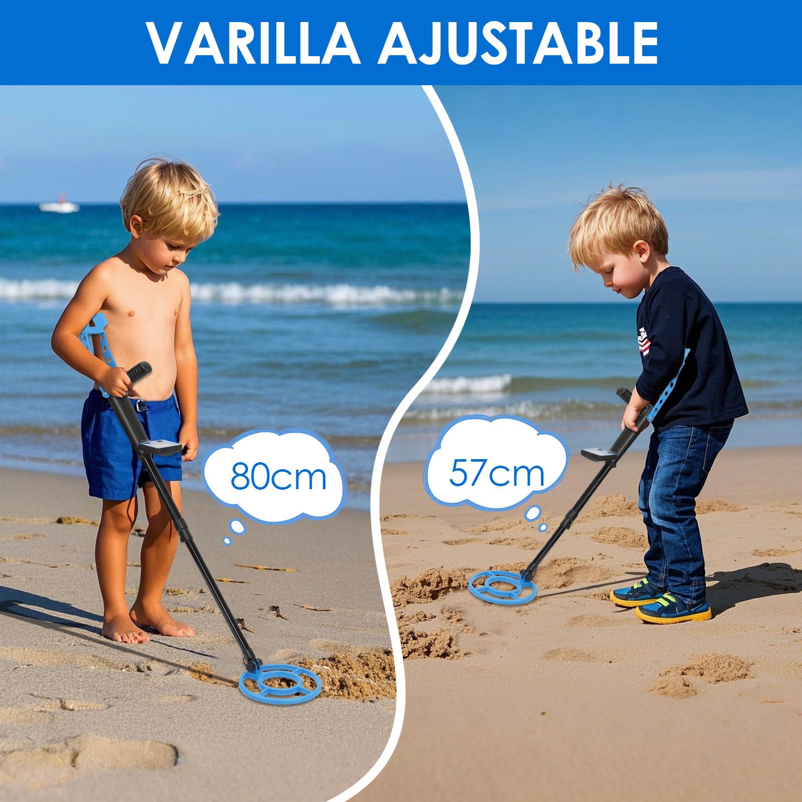 Detector de Metales para Niños, Detector Metales con Pantalla LCD, Alta Precisión, Mango Ajustable, Bobina de Búsqueda, para Niños, Exploración al Aire Libre