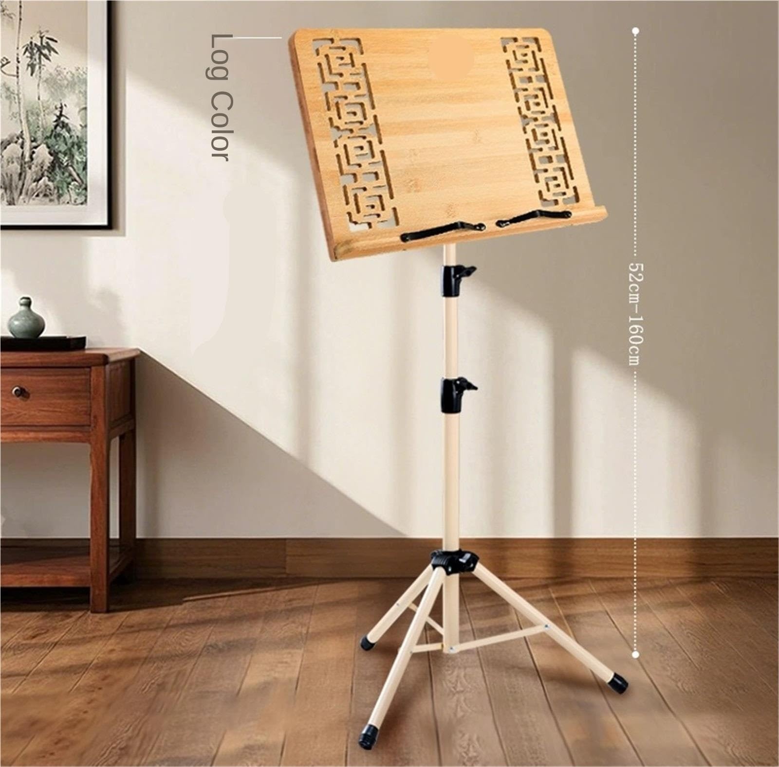 Atril Atril de Madera con diseño Hueco, trípode de Altura Ajustable for conciertos. Atriles Musica(Natural)