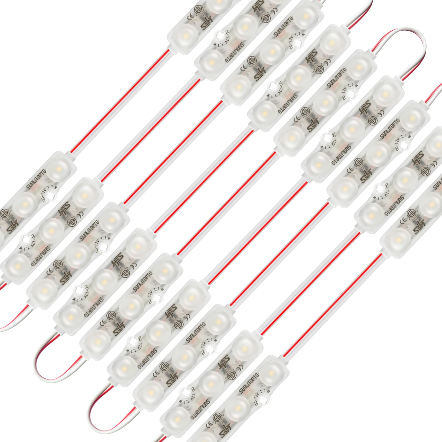 Lot de 100 modules LED blancs de 15,2 m 2835 SMD 150 lm par module LED étanche pour lettres, panneaux publicitaires avec ruban adhésif à l'arrière (blanc 10 000 K)