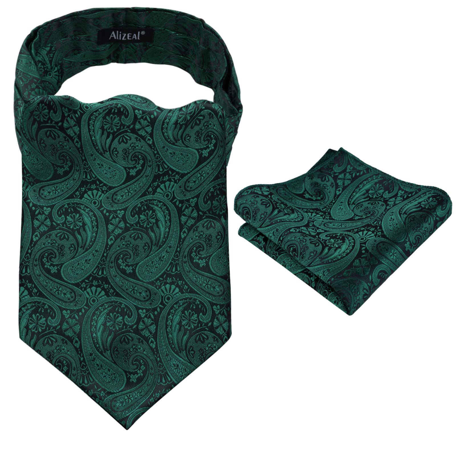 Alizeal Mens Self-tied Cravat Tie Ascot and Pocket Square Set