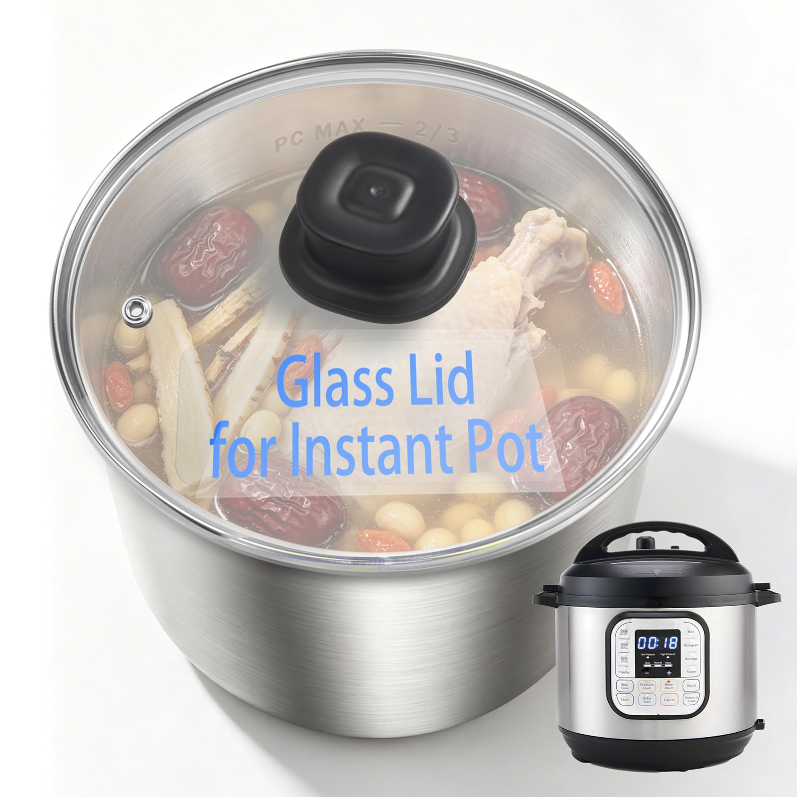 Glass lid for instant pot
