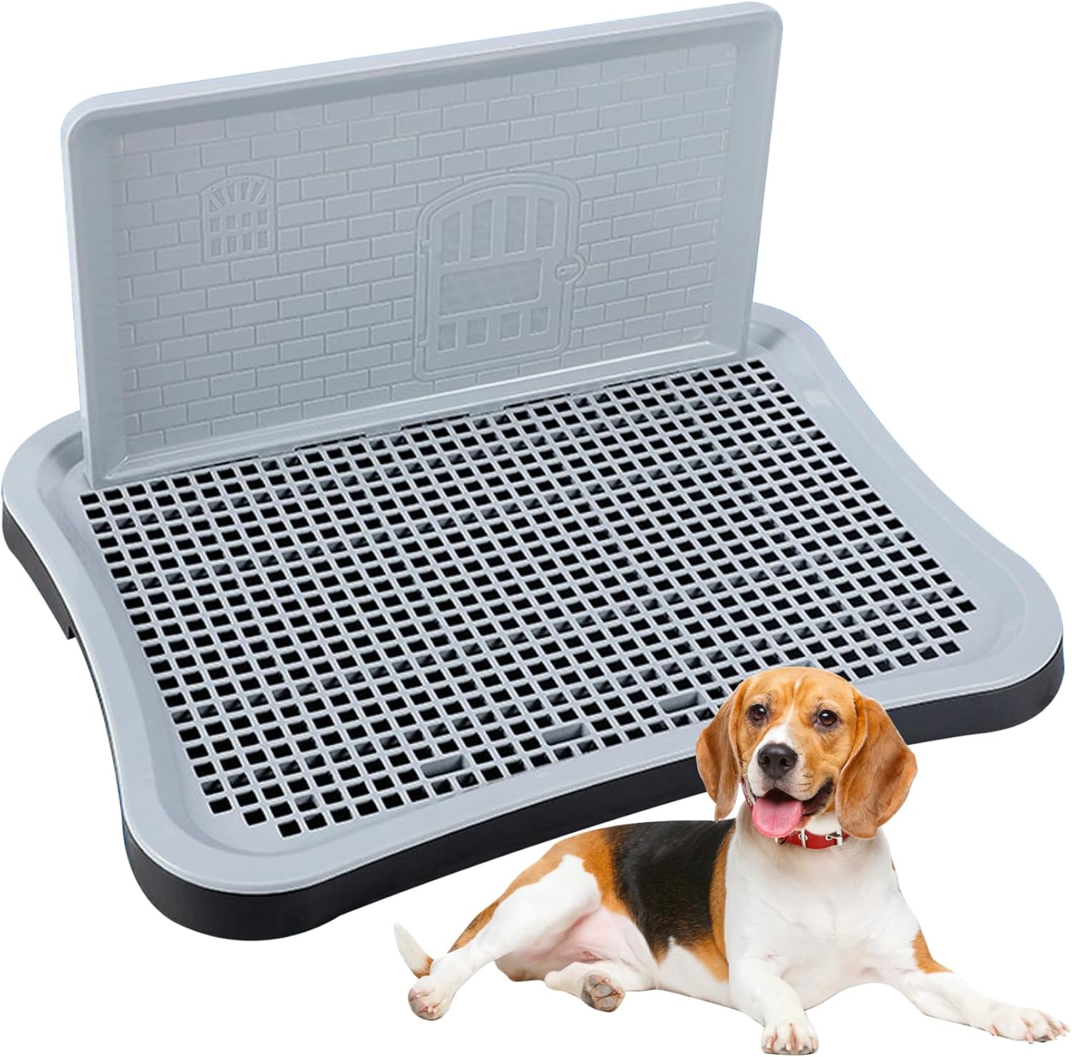 Dog Potty Tray 20x16 Inch – Splash-Proof Dog Toilet with Wall & Urine Trough Removable Easy to Clean for Home Pet Shop