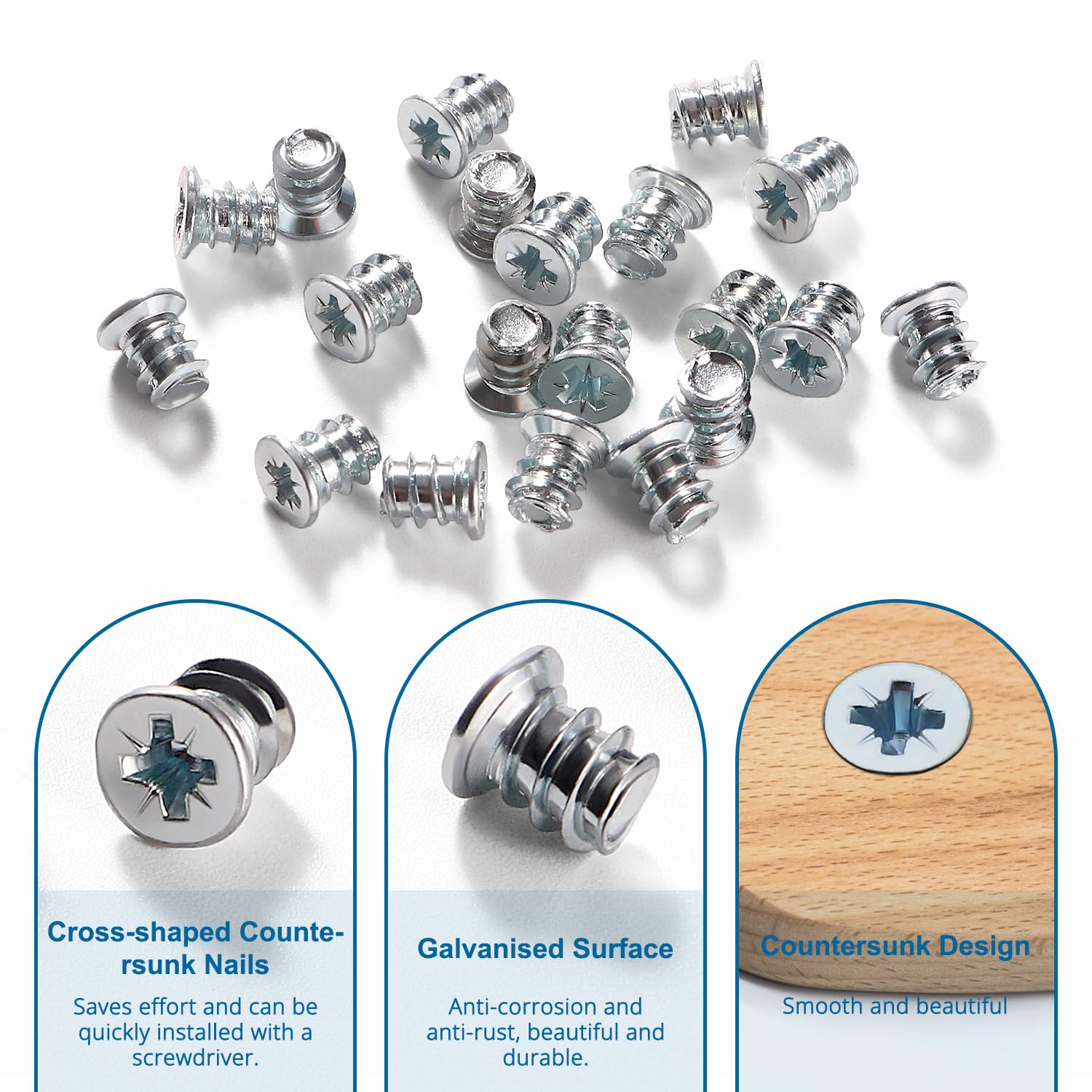 VooGenzek 150 PCS M6.3 * 8 mm Euro Screws, Countersunk Head Furniture Screws - Image 3
