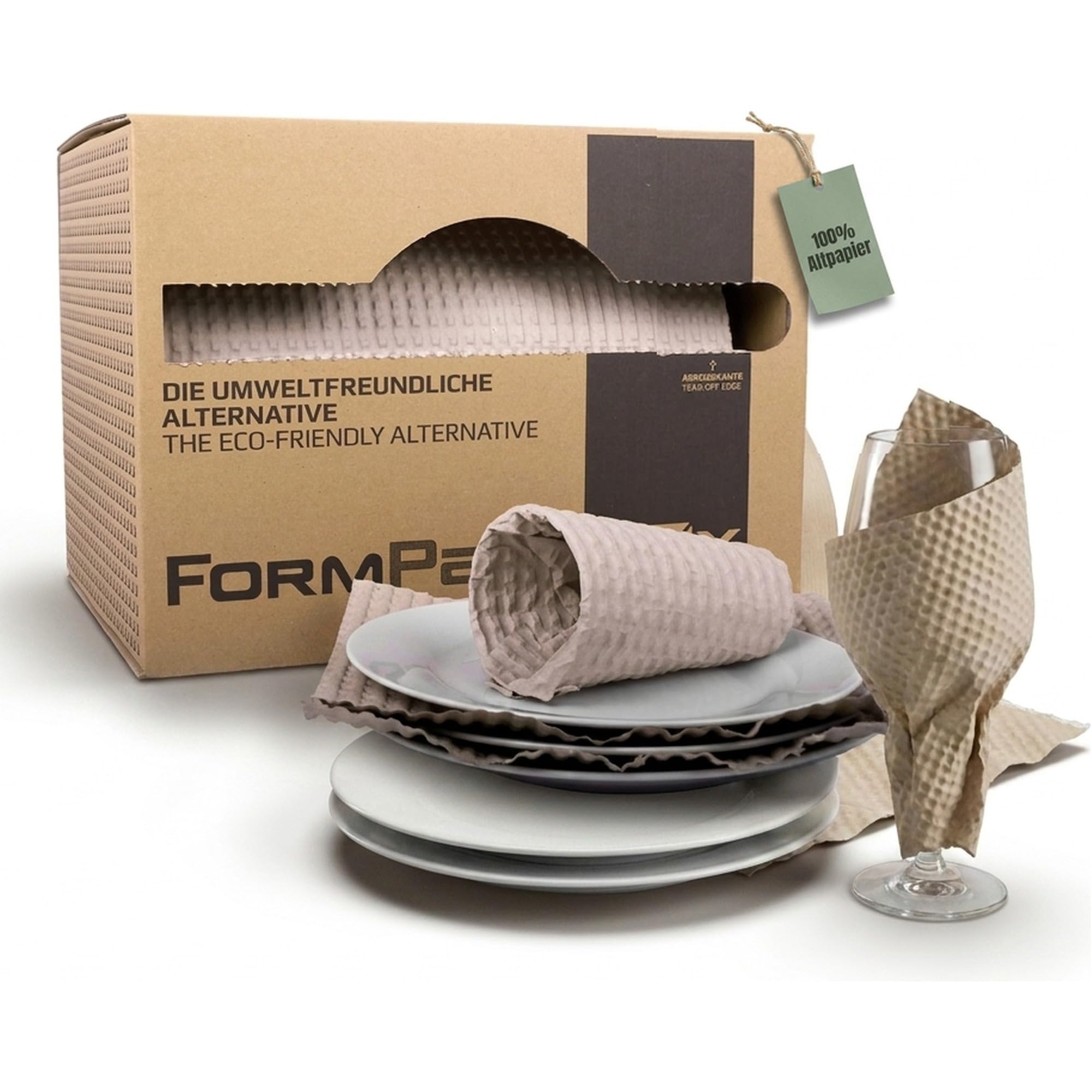 Sprick FORMPack Box 350 mm x 55 lfm | 20 Stück, Luftpolsterpappe 125 g Recyclingpapier | Noppenpapier Packpapier Spenderbox | Polsterpapier Stopfpapier für Paketversand