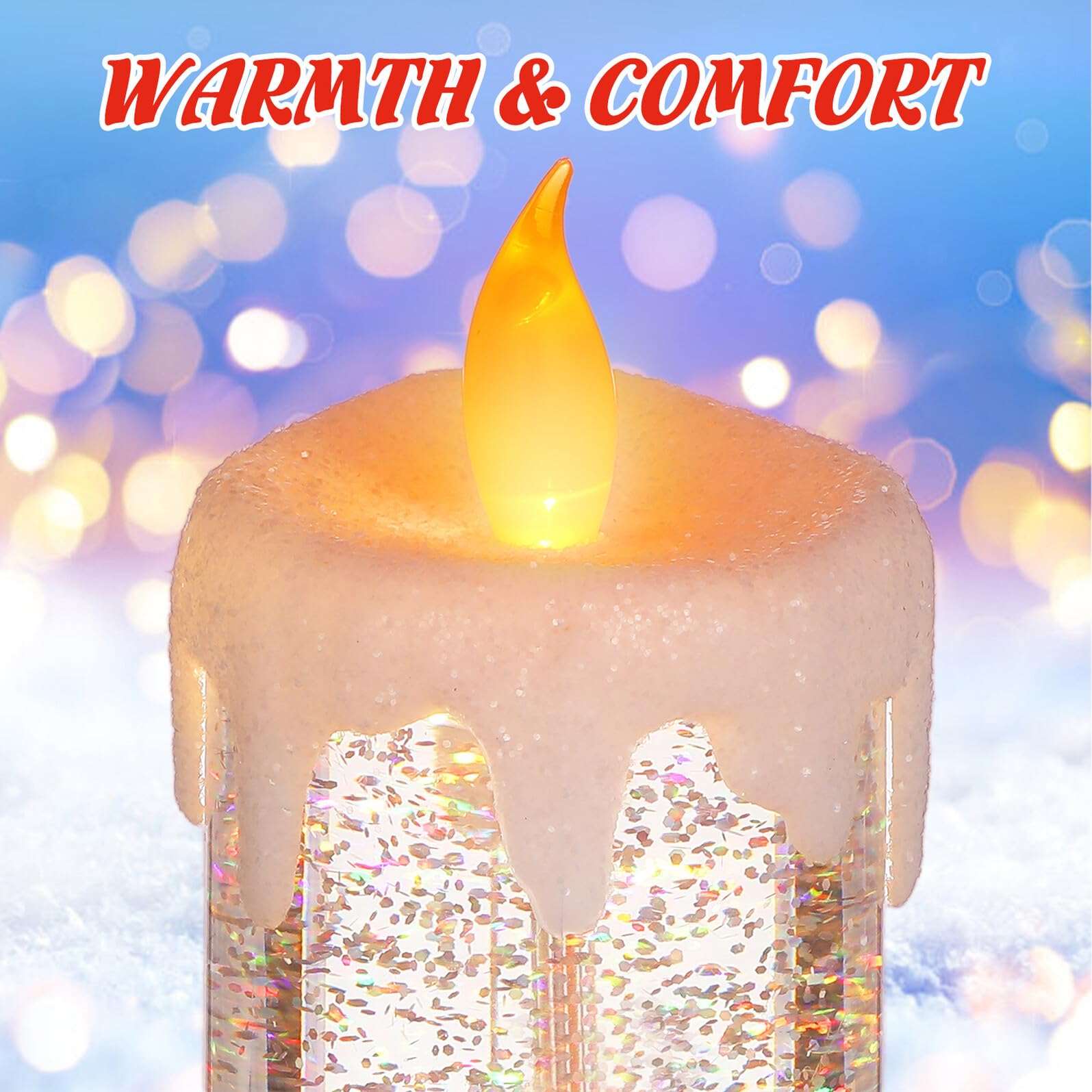 3pezzi Globi di Neve Luminosi Natalizi Candele per Finestre Fiamma LED Realistica Scintillanti Decorazioni Luminose per Centrotavola di Festa per Casa