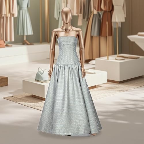 Miniatura 7 de Maniquí femenino para vestido de cuerpo completo - 70" Maniquí realista con rotación de cabeza y brazo con base de metal (Oro mate)